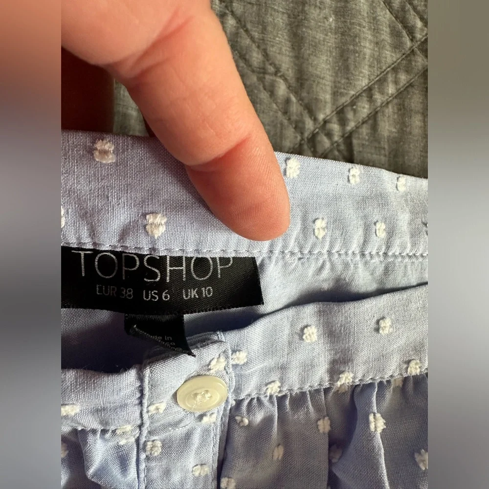 Blue Off the Shoulder Button Down Dress - Picture 8 of 11